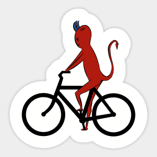 Illustration of a cute demon on the bike Sticker